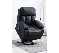 Chester Dual Motor Rise Recliner Heat and Massage Bonded Leather Chair More4Homes Black One Size