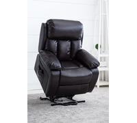 Chester Dual Motor Rise Recliner Heat and Massage Bonded Leather Chair More4Homes Brown One Size