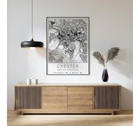 Chester England City Street Map Print Chester Wall Art Home decor Poster A2 Poster on Canvas - Wall Art Home Decor Movie Poster Canvas Film Cinema Retro Vintage Cult Classic Nostargic Saga Modern rep