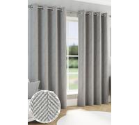 'Chester' Grey Herringbone Jacquard Eyelet Blackout Curtains Pair Enhanced Living Grey 229cm width x 183cm drop