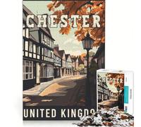Chester in United Kingdom jigsaw for adults 1000 pieces | Hand Speed Race Wishlist with Santa Claus deal as gifts for the whole family 38x52cm