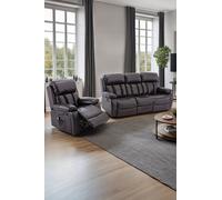 Chester Manual Recliner Bonded Leather 1+3 Seater Sofa Set More4Homes Brown One Size