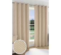 'Chester' Natural Herringbone Jacquard Eyelet Blackout Curtains Pair Enhanced Living Natural 168cm width x 183cm drop