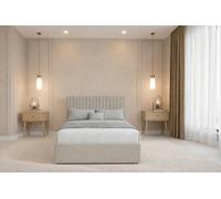 Chester & Oakley Beds Chester & Oakley Lorenzo Cream Plush Divan Bed Base 2 Drawers Foot-End With 54" Floor Standing Headboard 6' Super King