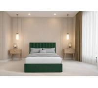 Chester & Oakley Beds Chester & Oakley Lorenzo Emerald Plush Divan Bed Base No Drawers With 54" Floor Standing Headboard 2'6 Small Single