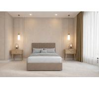Chester & Oakley Beds Chester & Oakley Lorenzo Mink Plush Divan Bed Base No Drawers With 54" Floor Standing Headboard 5' King