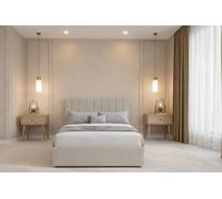 Chester & Oakley Beds Chester & Oakley Lunar Cream Plush Divan Bed Base No Drawers With 54" Floor Standing Headboard 6' Super King