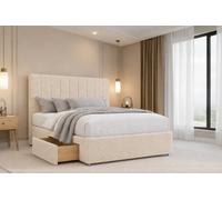 Chester & Oakley Beds Chester & Oakley Lunar Cream Teddy Divan Bed Base 2 Drawers Same Side With 26" Strutted Headboard 4' Small Double