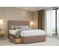 Chester & Oakley Beds Chester & Oakley Lunar Mink Plush Divan Bed Base 2 Drawers Same Side With 26" Strutted Headboard 3' Single