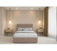 Chester & Oakley Beds Chester & Oakley Lunar Mink Plush Divan Bed Base 4 Drawers With 54" Floor Standing Headboard 6' Super King