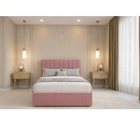 Chester & Oakley Beds Chester & Oakley Lunar Pink Plush Divan Bed Base No Drawers With 54" Floor Standing Headboard 4'6 Double