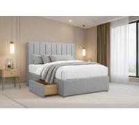 Chester & Oakley Beds Chester & Oakley Lunar Silver Plush Divan Bed Base 4 Drawers With 26" Strutted Headboard 4'6 Double