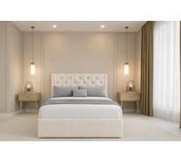 Chester & Oakley Beds Chester & Oakley Luxora Cream Teddy Divan Bed Base 2 Drawers Foot-End With 54" Floor Standing Winged Headboard 4' Small Double