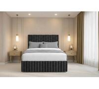 Chester & Oakley Beds Chester & Oakley Ravello Black Plush Divan Bed Base No Drawers With 54" Floor Standing Headboard 12" Footboard 6' Super King