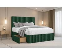 Chester & Oakley Beds Chester & Oakley Ravello Emerald Plush Divan Bed Base 2 Drawers Right Side 26"strutted Headboard 12"footboard 2'6 Small Single