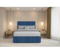 Chester & Oakley Beds Chester & Oakley Ravello Navy Plush Divan Bed Base 2 Drawers Left Side 54"floor Standing Headboard 12"footboard 4' Small Double
