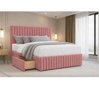 Chester & Oakley Beds Chester & Oakley Ravello Pink Plush Divan Bed Base 2 Drawers Foot-End 26"strutted Headboard 12"footboard 4' Small Double