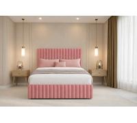 Chester & Oakley Beds Chester & Oakley Ravello Pink Plush Divan Bed Base 4 Drawers With 54" Floor Standing Headboard 12" Footboard 6' Super King