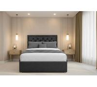 Chester & Oakley Beds Chester & Oakley Valencia Black Plush Divan Bed Base 2 Drawers Foot-End With 54" Floor Standing Headboard 4' Small Double