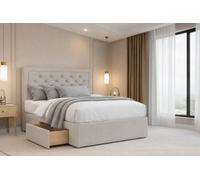 Chester & Oakley Beds Chester & Oakley Valencia Cream Plush Divan Bed Base 2 Drawers Same Side With 26" Strutted Headboard 3' Single