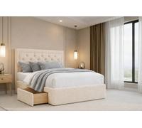 Chester & Oakley Beds Chester & Oakley Valencia Cream Teddy Divan Bed Base 4 Drawers With 26" Strutted Headboard 6' Super King