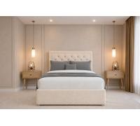 Chester & Oakley Beds Chester & Oakley Valencia Cream Teddy Divan Bed Base 4 Drawers With 54" Floor Standing Headboard 6' Super King