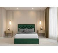 Chester & Oakley Beds Chester & Oakley Valencia Emerald Plush Divan Bed Base No Drawers With 54" Floor Standing Headboard 3' Single