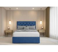 Chester & Oakley Beds Chester & Oakley Valencia Navy Plush Divan Bed Base No Drawers With 54" Floor Standing Headboard 2'6 Small Single