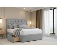 Chester & Oakley Beds Chester & Oakley Valencia Silver Plush Divan Bed Base 2 Drawers Foot-End With 26" Strutted Headboard 5' King