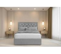 Chester & Oakley Beds Chester & Oakley Valencia Silver Plush Divan Bed Base No Drawers With 54" Floor Standing Headboard 4' Small Double