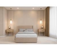 Chester & Oakley Beds Chester & Oakley Velora Pebble Plush Divan Bed Base 2 Drawers Foot-End With 54" Floor Standing Winged Headboard 4' Small Double