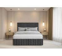 Chester & Oakley Ravello Plush Divan 2 Drawers Left Side 12"Footboard 54"Headboard in Dark Grey | Size: King Chester & Oakley Dark Grey King