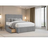 Chester & Oakley Ravello Plush Divan 4 Drawers 12"Footboard 26"Headboard in Silver | Size: Double Chester & Oakley Silver Double