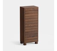 Vonhaus Bathroom Storage Cabinet, Dark Wood Effect Small Bathroom Floor Unit With Handleless Slatted Design, Chester