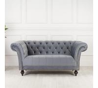 Chester Sofa - 2 Seater - Grey Velvet Fabric