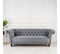 Chester Sofa - 3 Seater - Grey Velvet Fabric