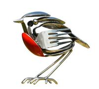 'Chester' The Robin Christmas Decoration - Recycled Metal Art Sculpture Ornament Ecofriendly Rustic Metallic Home Decor made from Upcycled Metal Cutlery