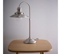K LIVING Chester Satin Nickel Table Lamp Light | Fisherman's Industrial Style Shade with Glass and Brass Cage | Electrical Modern Lighting Solution for Any Room