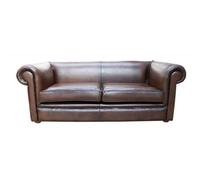 Chesterfield 1930 S 3 Seater Antique Brown Leather Sofa Settee In Classic Style