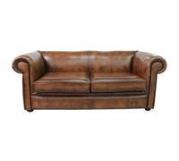 Chesterfield 1930's 3 Seater Antique Tan Leather Sofa Settee In Classic Style