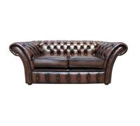 Chesterfield 2 Seater Antique Brown Real Leather Sofa Settee Bespoke In Balmoral Style