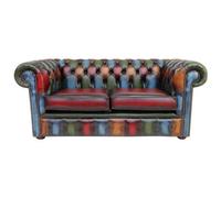Chesterfield 2 Seater Patchwork Antique Leather Sofa Settee Bespoke In Classic Style