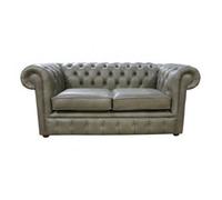 Chesterfield 2 Seater Selvaggio Sage Green Real Leather Sofa Settee In Classic Style