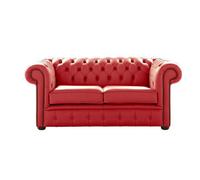 Chesterfield 2 Seater Shelly Crimson Leather Sofa Settee Bespoke In Classic Style