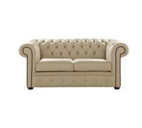 Chesterfield 2 Seater Shelly Ivory Leather Sofa Settee Bespoke In Classic Style