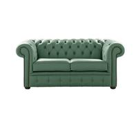 Chesterfield 2 Seater Shelly Jade Green Leather Sofa Settee Bespoke In Classic Style
