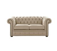Chesterfield 2 Seater Shelly Pebble Leather Sofa Settee Bespoke In Classic Style