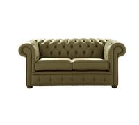 Chesterfield 2 Seater Shelly Sage Leather Sofa Settee Bespoke In Classic Style