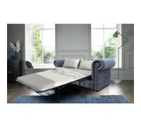 Chesterfield 2 Seater Sofa Bed Flamenco Crush Slate Grey Fabric In Classic Style