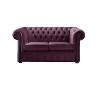Chesterfield 2 Seater Sofa Malta Boysenberry Purple Velvet Fabric In Classic Style